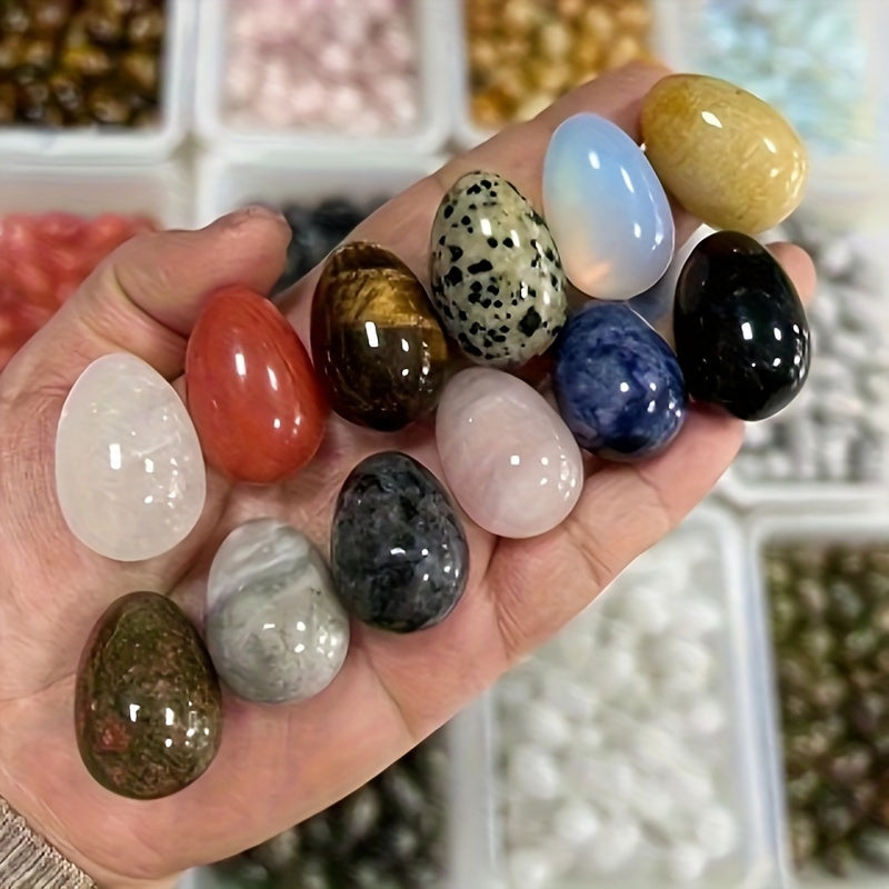 10pcs Natural Polished Tiger's Eye Easter Egg Stones-4